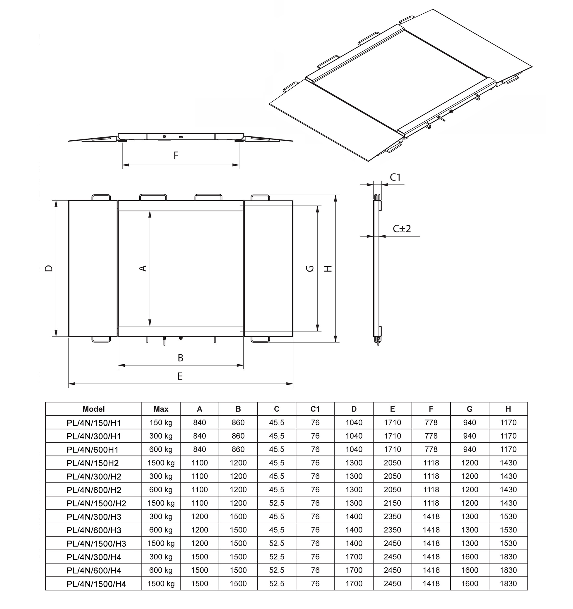 Auffahrplattform PL/4N/600/H1	