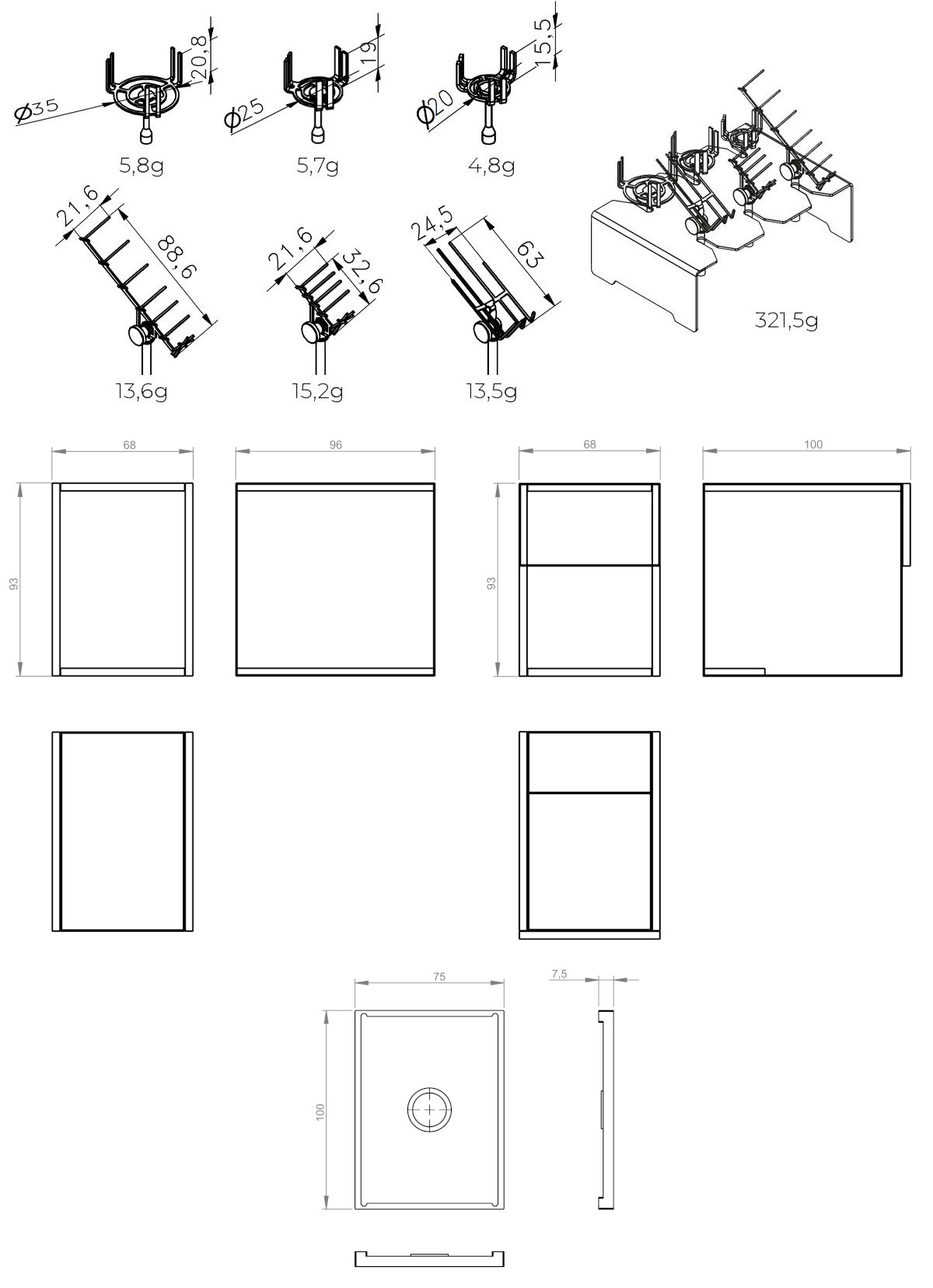 Halterset für Mikrowaagen 