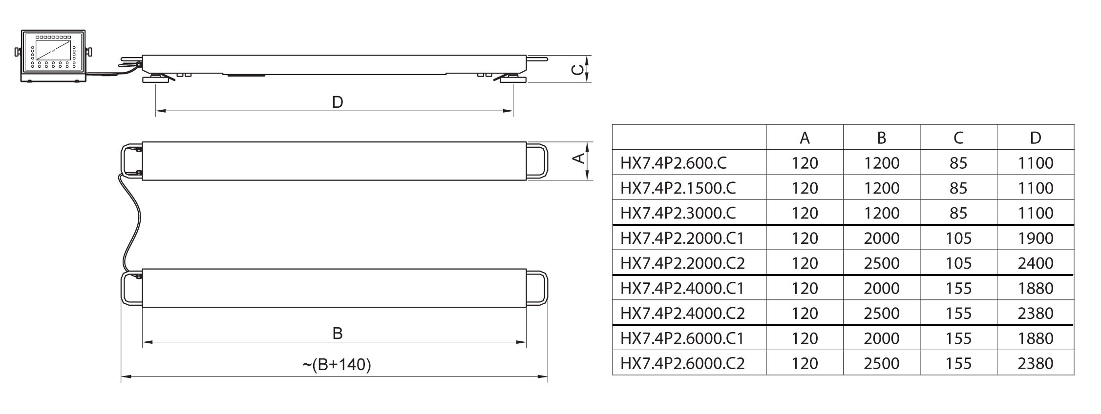 Multifunktions- Balkenwaage HX7.4P2.600.C