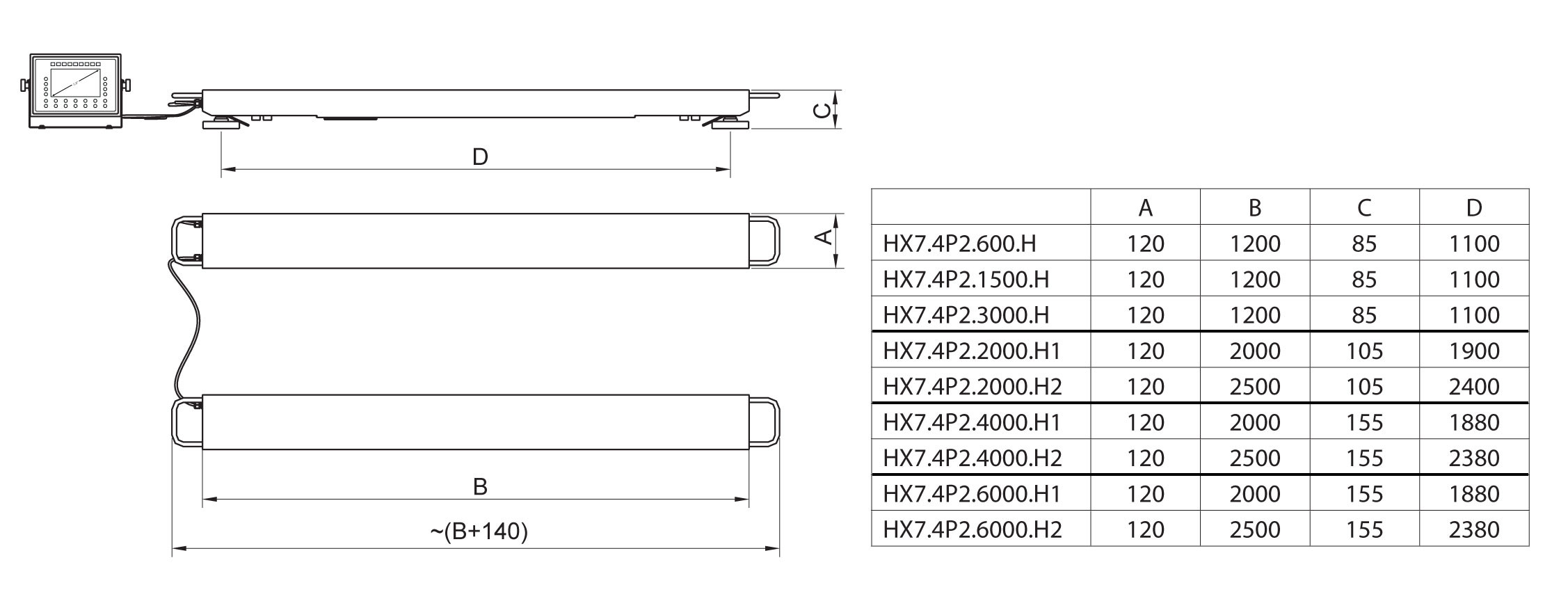 Multifunktions- Balkenwaage HX7.4P2.600.H