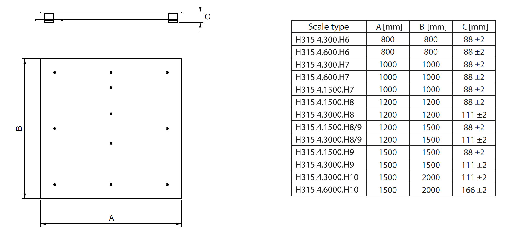Plattformwaage H315.4.1500.H7