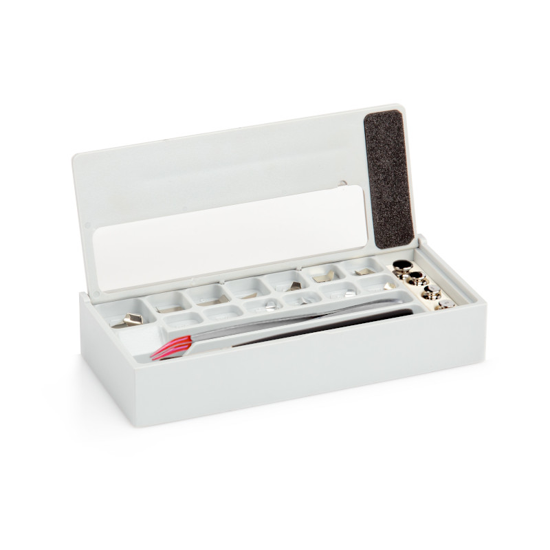 Prüfgewichte der F1 Klasse -  Knopfgewichte, Set (1 mg – 5 g), Kunststoff-Etui