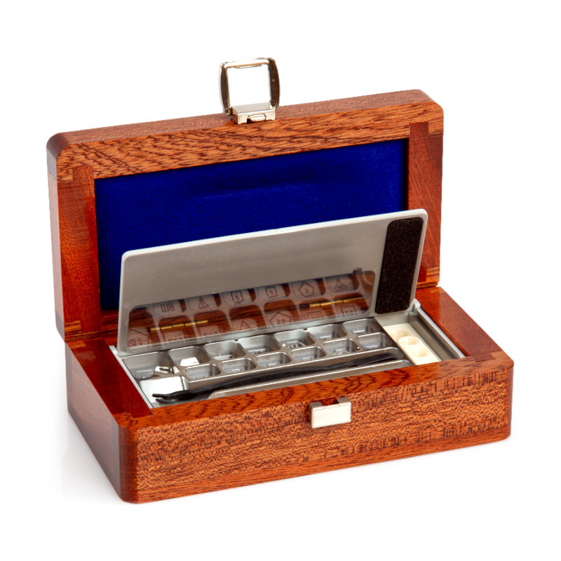 Prüfgewichte der F1 Klasse - Plättchenform, Satz (1 mg - 500 mg), Holz-Etui