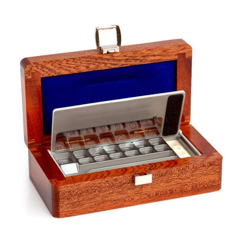 Prüfgewichte der F1 Klasse - Plättchenform, Satz (1 mg - 500 mg), Holz-Etui