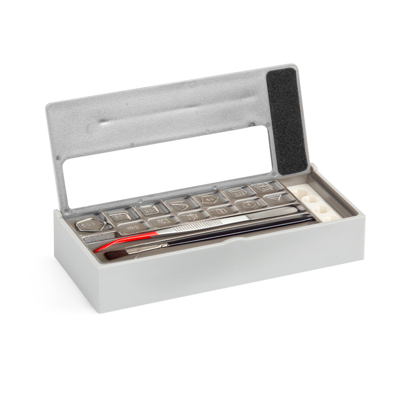 Prüfgewichte der F1 Klasse, Stahldraht, Satz (1mg - 500 mg), Kunststoff-Etui