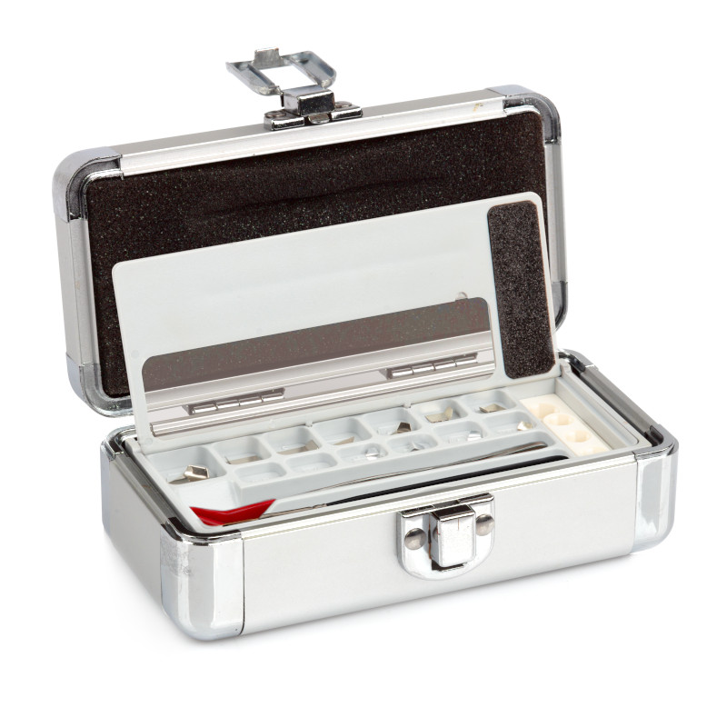 Prüfgewichte der F2 Klasse - Plättchenform, Set (1 mg - 500 mg), Kunststoff-Etui