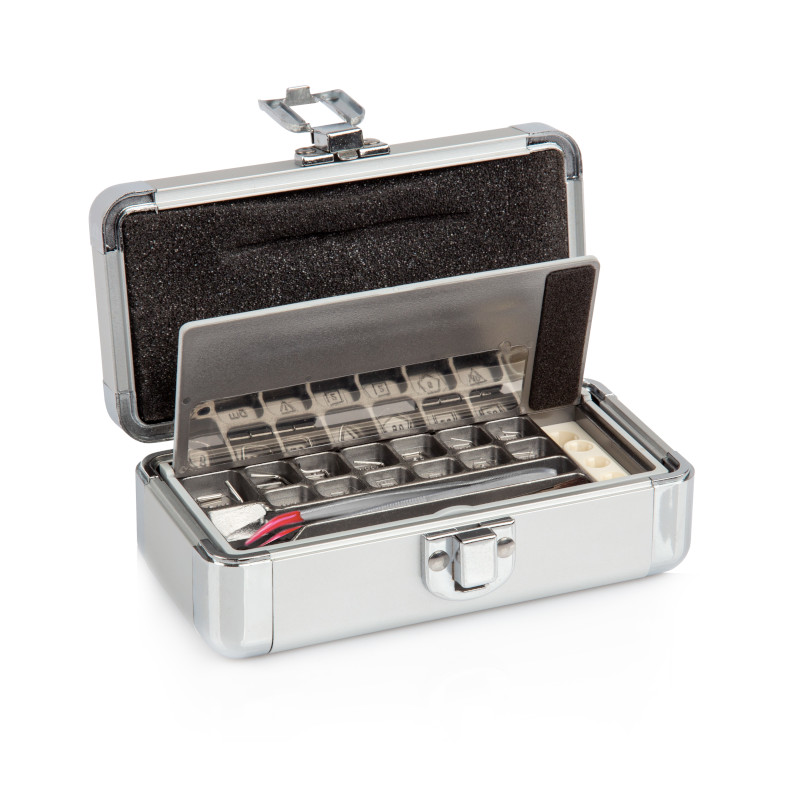 Prüfgewichte der F2 Klasse, Stahldraht, Set (1mg - 500 mg), Kunststoff-Etui