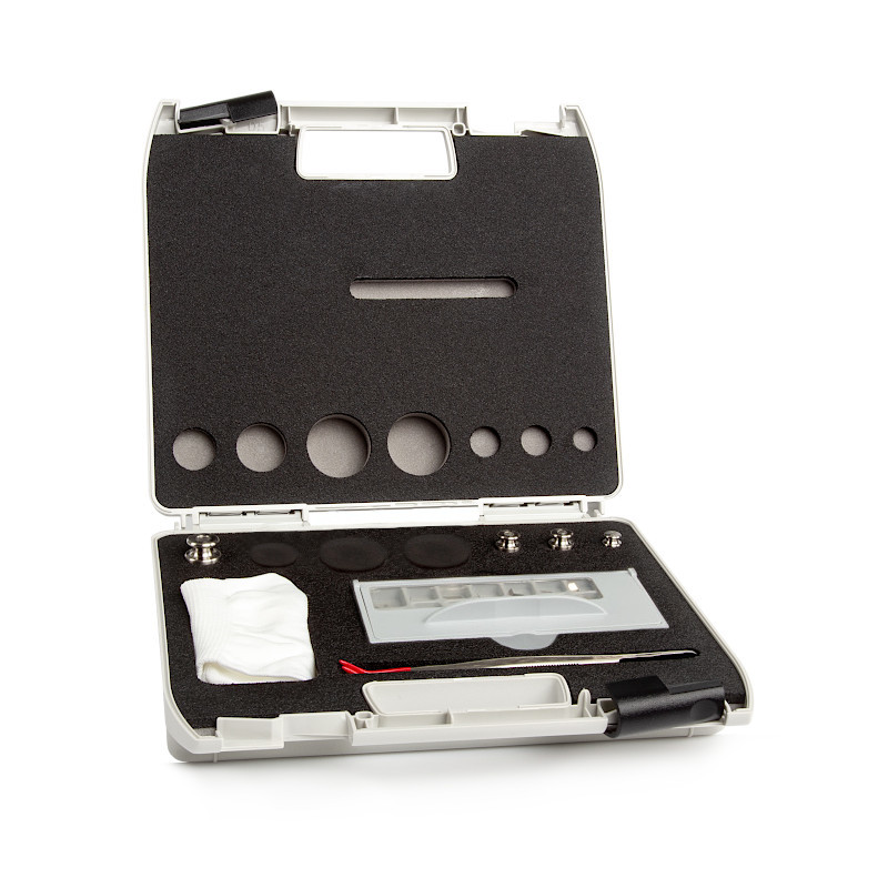 Prüfgewichte der M1 Klasse - Knopfgewichte, Set (1 mg - 50 g), Kunststoff-Etui