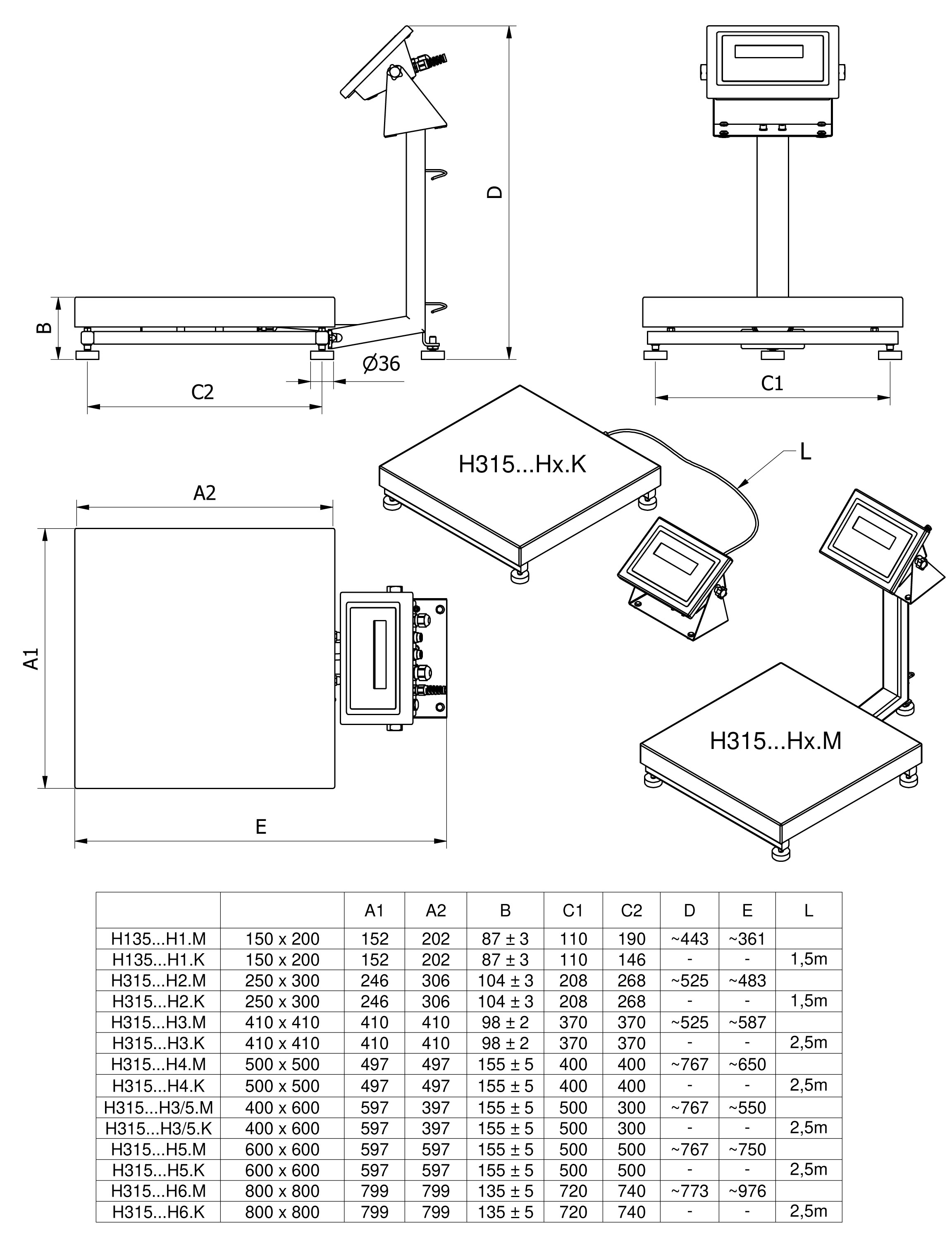Wasserdichte Plattformwaage H315.3/6.H2.K