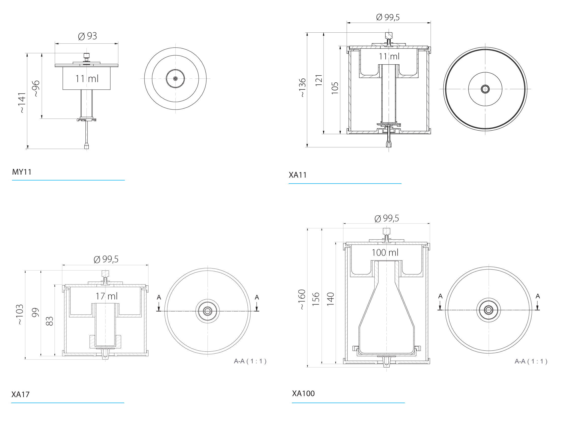 XA17-2 - Adapter für Pipettenkalibrierung der XA 5Y.A-Serie 17 ml